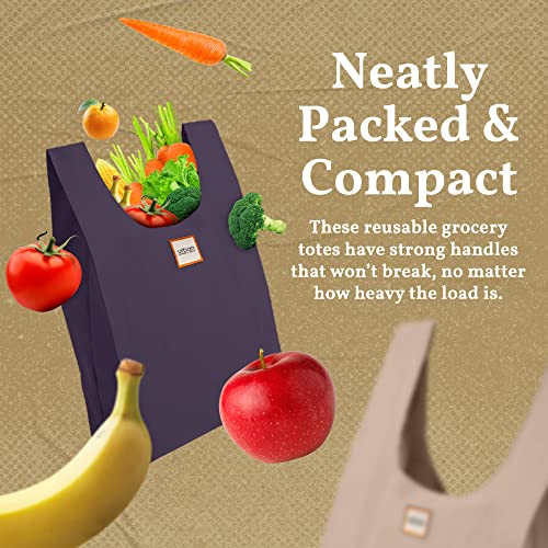 Urban Market Bags - Reusable Shopping Bags, Large Nylon Foldable Grocery Bags With Comfortable Handles, Machine-Washable Grocery Totes In A Compact Pack, Rural, Set Of 6 #TOP1