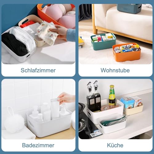 wintfarm 6 Stück Aufbewahrungsbox,Aufbewahrungskorb Kunststoff,Aufbewahrungsboxen storage boxes mit Griff für Regale, Schubladen,Wäscheschrank Mehrere zur Schrank Organizer für Küche(20.5 * 14 * 7cm)