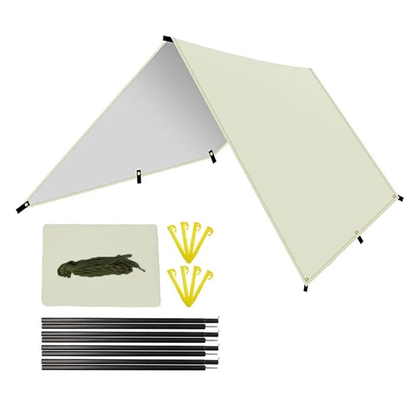 Tent tarp Waterproof Camping Tarp Lightweight Outdoor Adventure Hiking Backpacking Picnic Tent(Beige Set,3meter x 3meter)
