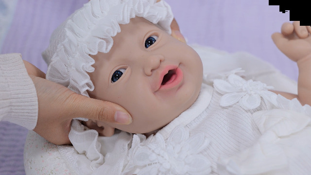 IVITA Full Body Silicone Reborn Baby Doll Newborn Baby Doll Blue Eyes Soft Baby Doll Girls Open Mouth (WG1519 48cm 3790g Mädchen - View #11