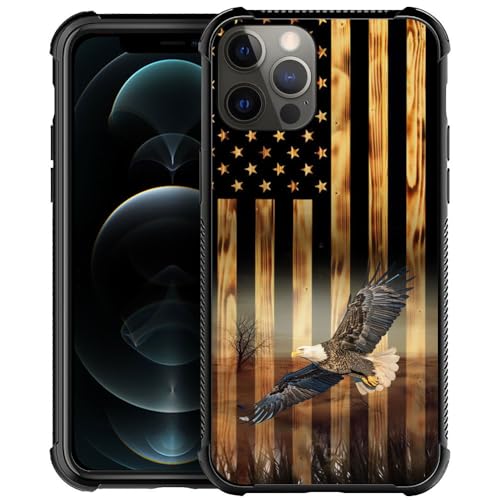 Coque iPhone 11 Pro aigle et drapeau américain en bois TPU résistant
