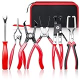6PCS Fuel Line Pliers Set, Hose Clamp Pliers, Long Fuel Filter Caliper Hose Remover, 30° Disconnecting Plier & Flat Hose Clamp Plier for Water Hose and Automotive Maintenance with Storage Case