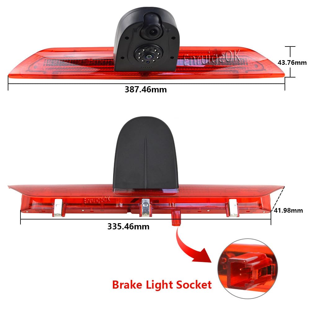 Cámara de marcha atrás HD de luz de freno de doble lente para Ford Transit 350 MK8 Van (2014-presente) con pantalla dual de 6.86 pulgadas 2 monitores divididos (kit de soporte n.º 1.5)