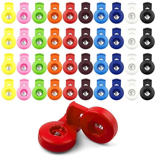 40 PCS Knitting Needle Stoppers - Single Hole Spring Toggle Stitch Stoppers Knitting Needles Point Protectors Plastic Stitch Stopper & Cord Locks for Drawstrings Spring Needle Stopper Knits