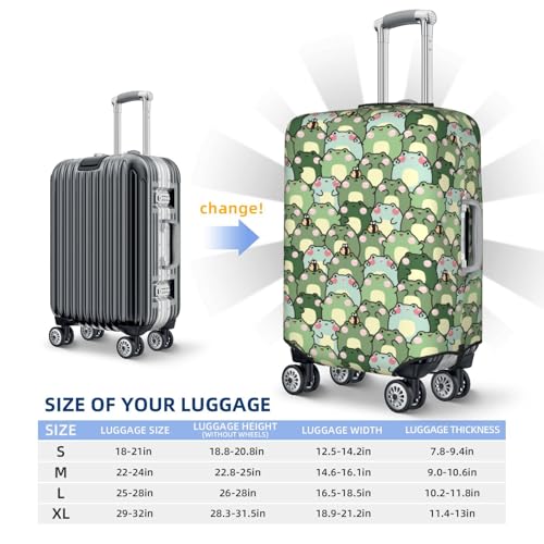 Cute Frog Print Luggage Cover For Suitcase,Washable Elastic Travel Suitcase Protector With Zipper Closure And Bottom Buckle – Fits 18-32" Luggage-Medium4