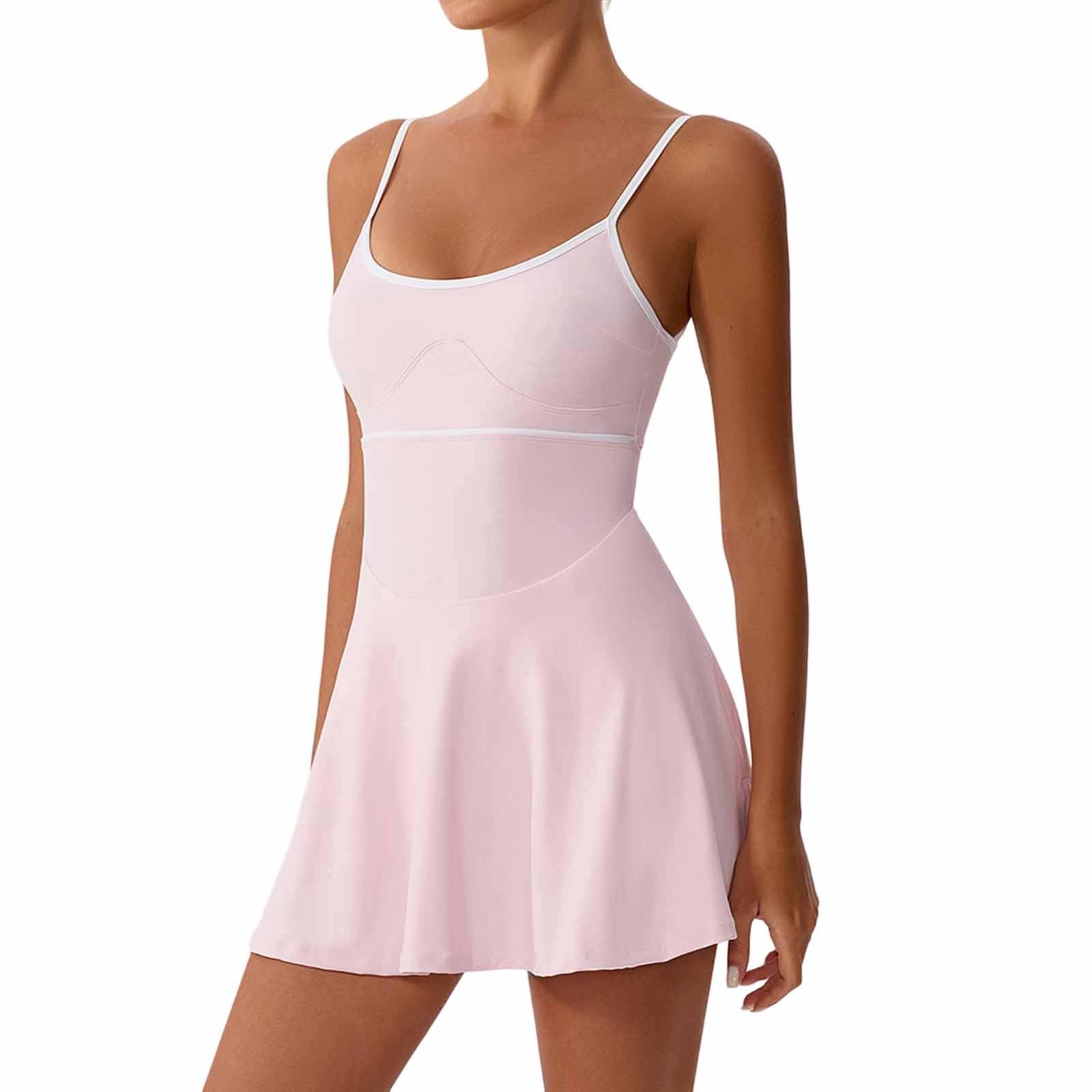 2027 Vestido de Tenis Casual Mujer con Sujetador Integrado Tirantes Ajustables Vestido de Verano sin Espalda para Deportes Diario