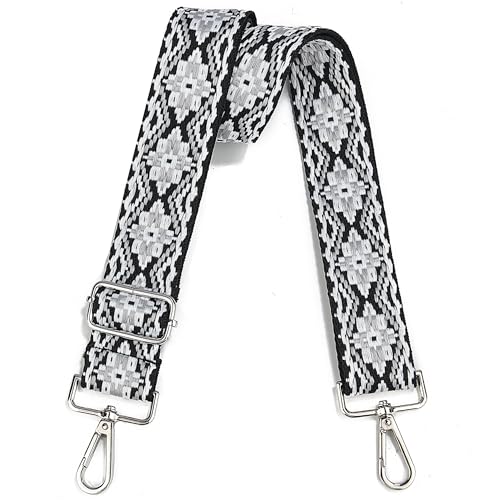 Wide Purse Strap Adjustable Replacement Crossbody Bag Strap Silver Hardware Shoulder Straps