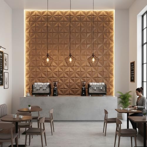 Image of Kayra Decor 3D PVC Wall Panel Bloom Design Gold Color 19.7 inch x 19.7 inch (Pack of 40) - Covers 107.80 Sq. Ft.