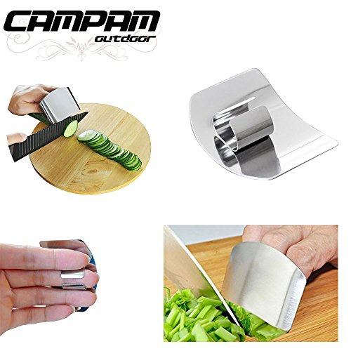 最安値 Campam ステンレス製 怪我防止 包丁ナイフ 指ガード 補助器具 野菜や果物の千切り みじん切り アウトドア クッキング バーベキュー料理に Sサイズ 3個セットの価格比較
