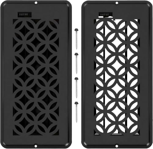 2 Pack Floor Vent Covers Floor Register 4x10 Adjustable Decorative Vent Covers for Home Floor Ceiling or Sidewall Vent Heavy Duty Walkable Steel Floor Vents Rust-Proof Finish (Black)