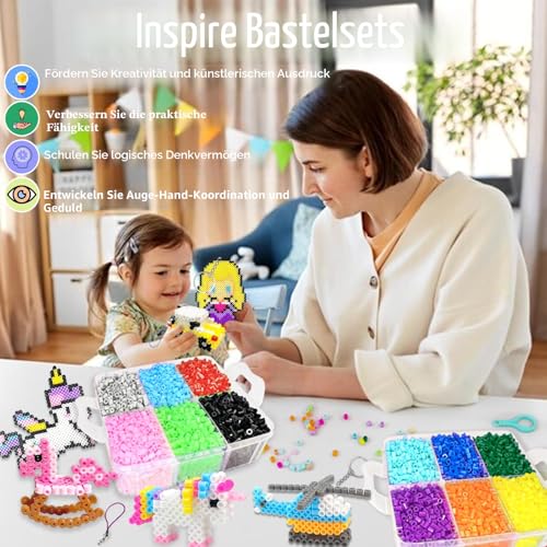 20 Farben 5mm Stück Bügelperlen Set,11000 Steckperlen mit Aufbewahrungsbox, Bügelperlen Platten, Benutzerführung… – Ansicht 6