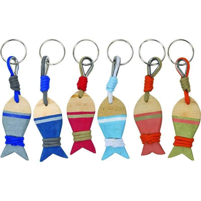 BSSTORE Llavero de madera flotante con forma de pez, varios colores con redancia