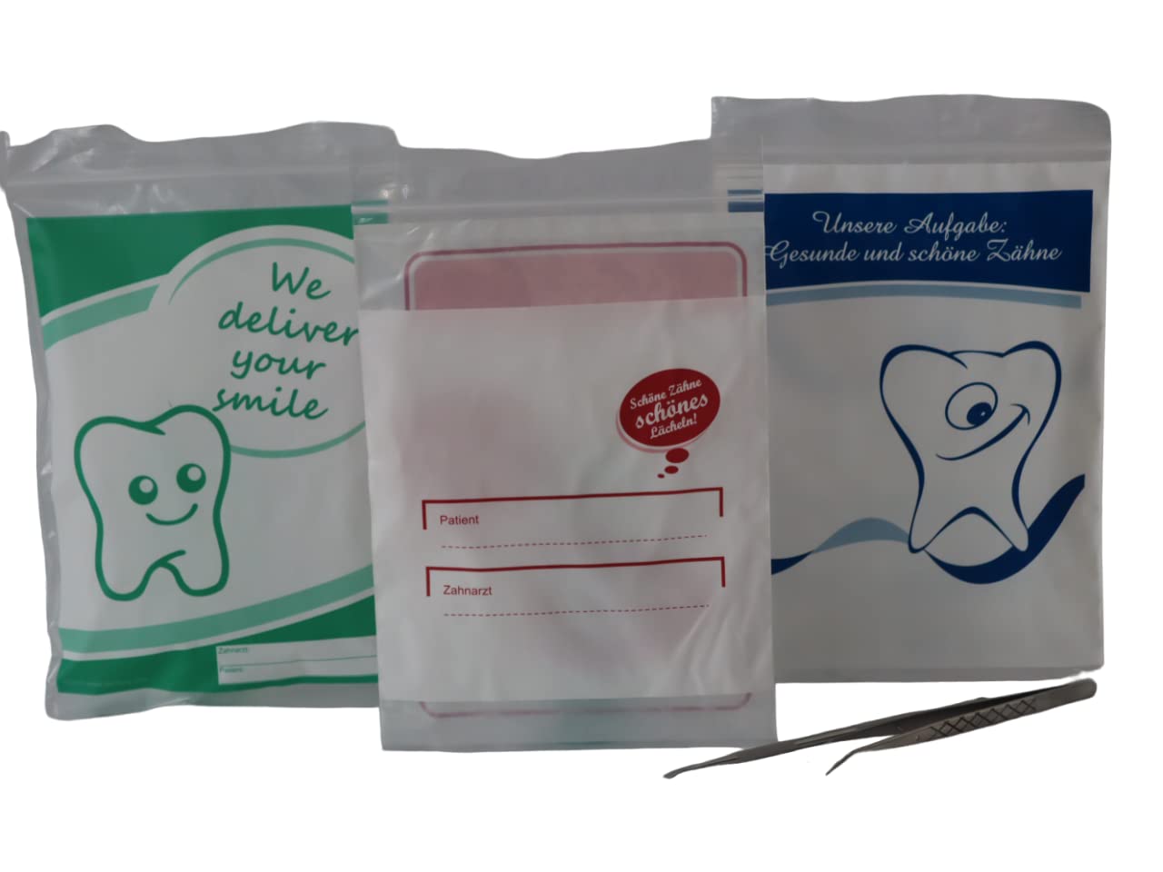 Lacers LDPE Bolsas dentales | Bolsas de canguro | transparentes | sin imprimir | Sostenible | 100% reciclable | diferentes tamaños | Bolsas dentales sostenibles para consultorios dentales (180 x 250 +