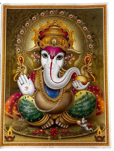 Export Store Lord Ganesha/Ganpati Reprint Wall Poster/Religious Wall Poster for Worship/Poster For Room & Office And Gift Use (Size 12 X 16 Inch, (Pack of 1) (No Frame included)