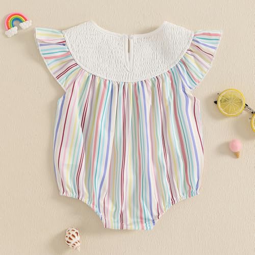 Baby Girl Ocean Animal Outfit Crab Seahorse Octopus Embroidery Sleeveless Smocked Bubble Romper Infant Beach Clothes4