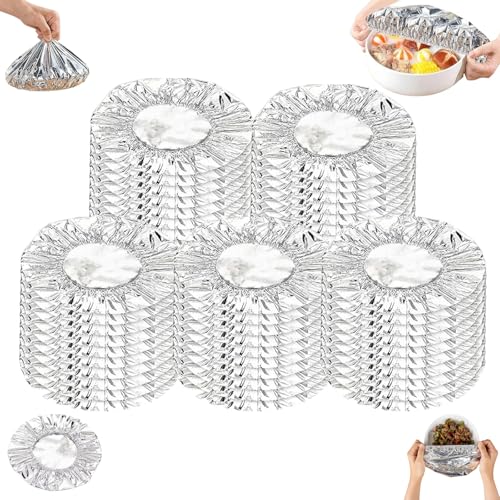 GINTBN Reusable Aluminum Foil Food Cover Set 50pcs Heat-Resistant Kitchen Cover Heat Preservation Fruit Freshness Bag Durable Multi-Functional Suitable for Cooking Food Storage Trave