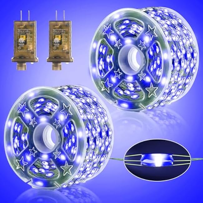 Heceltt 2 Pack Total 656 FT 2000 LED Christmas Lights Outdoor,Green Wire Outdoor Fairy Lights Plug in Waterproof 8 Modes and Timer Memory Function for Xmas Wedding Party Holiday Patio Garden Decor