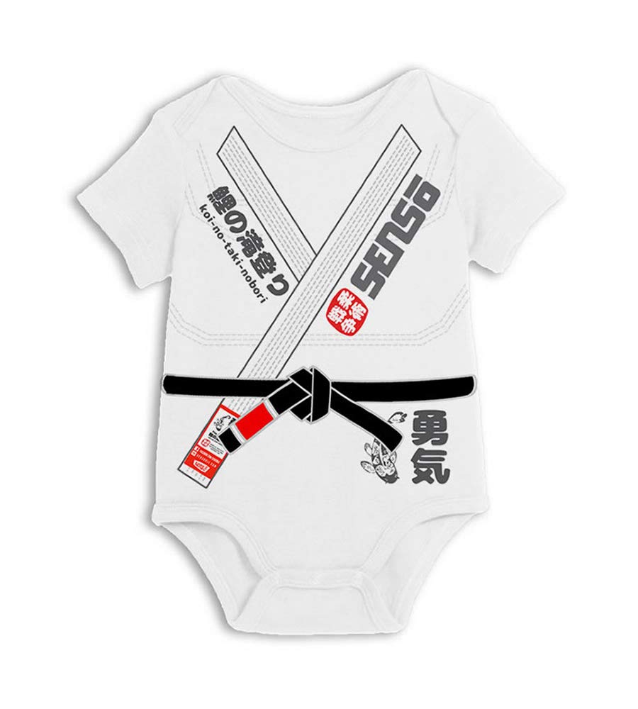 Baby Jiu Jitsu Bodysuit - Yuki Model BJJ Gi for Little Black Belts… (0-3 Months)