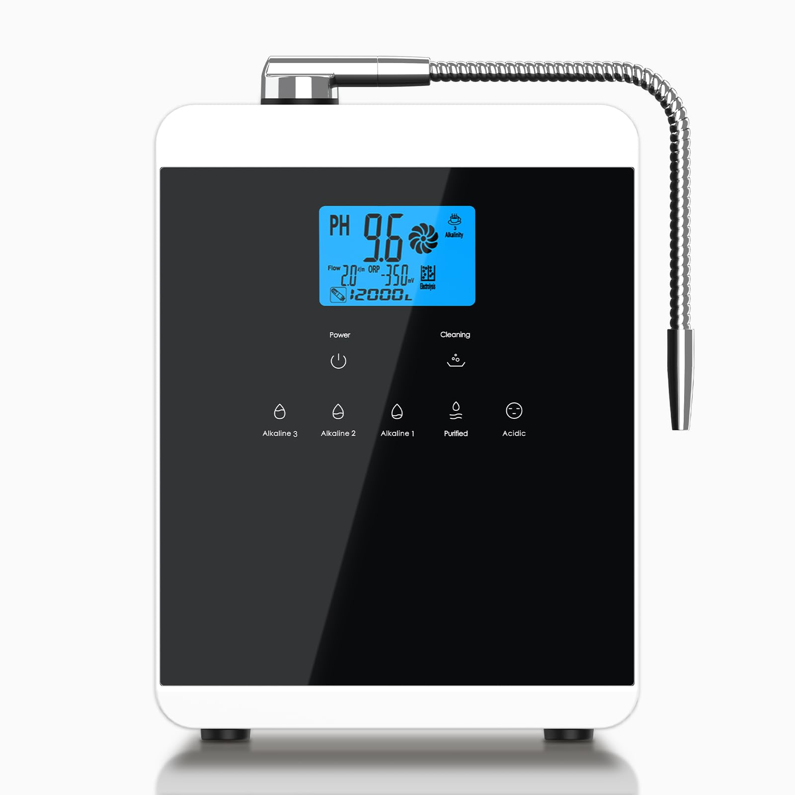 Alkaline Water Ionizer Machine for Home, 11 Titanium Plates Alkaline Water Machine, pH 4-10.5 Acid Water Purifier, Water Filter Up to -600mV ORP | 10000 Liters Per Filter, Auto-Cleaning, Black