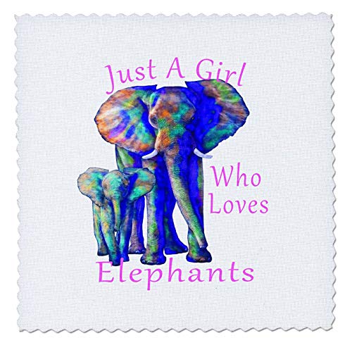 20x20 inch Quilt Square - Just a Girl who Loves Elephants, Save The Elephants with Baby. Creative Studios – Elephants