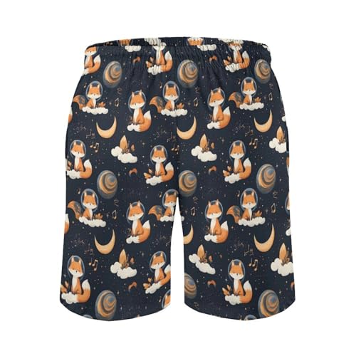 Hawaiian Shorts for Men - Comfy Cute Fox Sky Print Mens Swim Trunks Bathing Suits with Mesh Lining 6