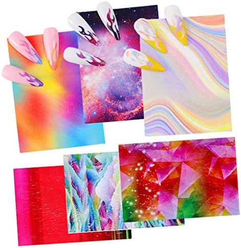 Flame Reflections Nail Stickers,16PCS Nail Holographic Tape,Nail Foil Stickers DIY Decoration Nail Decals Decoration,Nail Art Stickers(Multicolor)