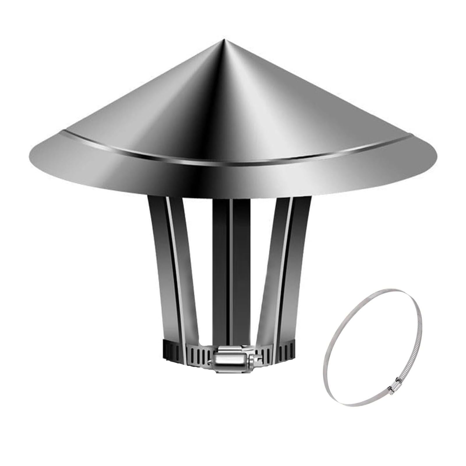 YGLSNVKWQ Cone Top Chimney Cap Adjustable Chimney Caps Stainless Steel Stove Pipe Topper Roof Rain Wood Stove Pipe Cover(6.69in)