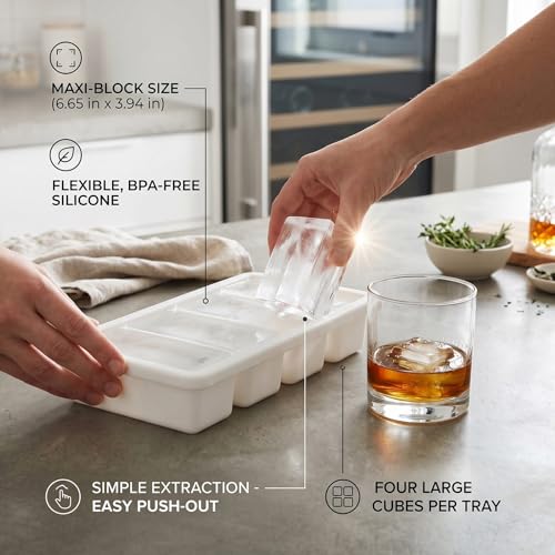 Bandeja grande para cubitos de hielo de silicona blanco miniatura 3
