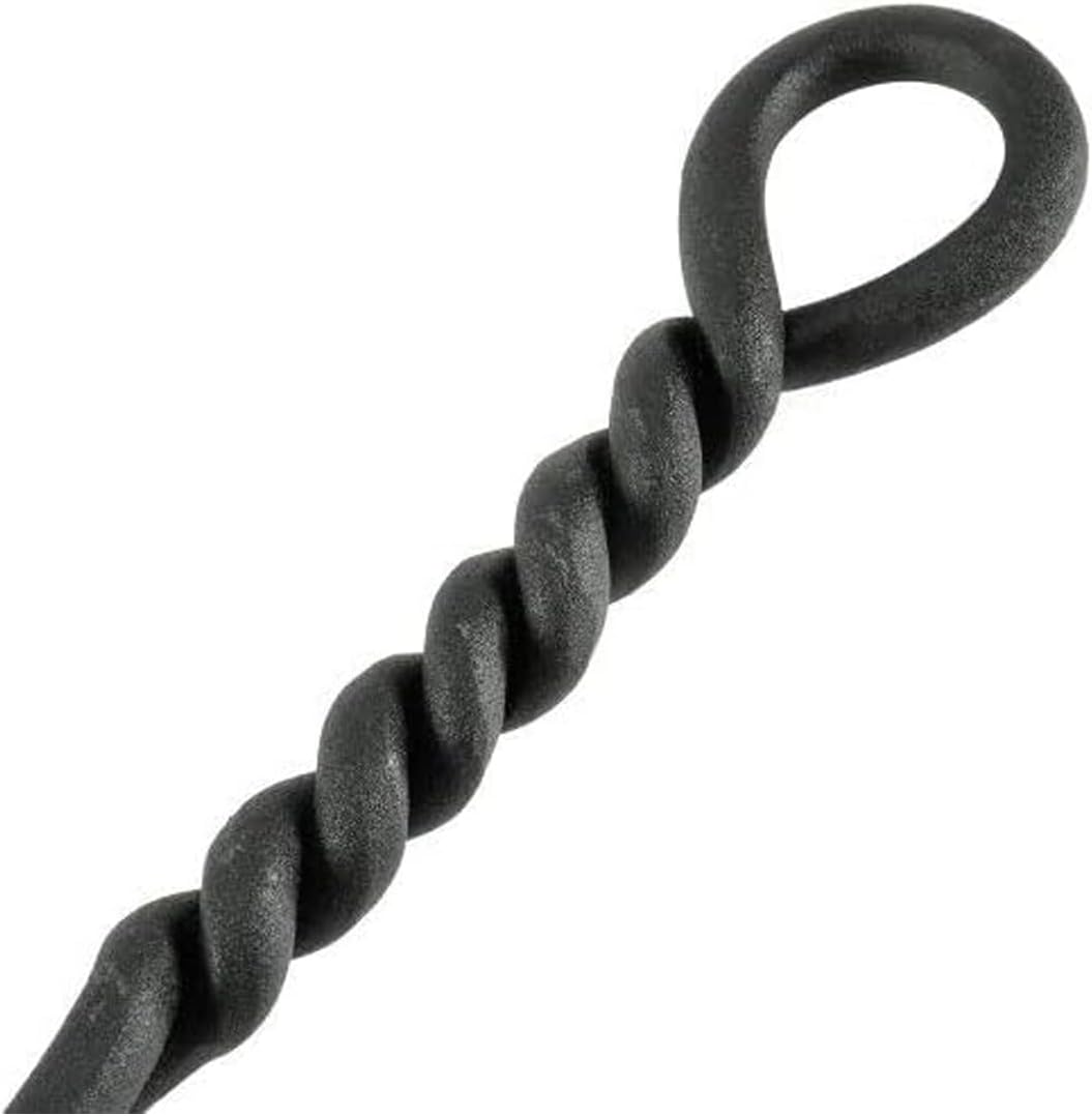 Rope Handle Single Mini Shovel Fireplace Tool with Black Powder Coating 18-in Comfortable Long Design for Keeping Hands from Heat of fire, Black