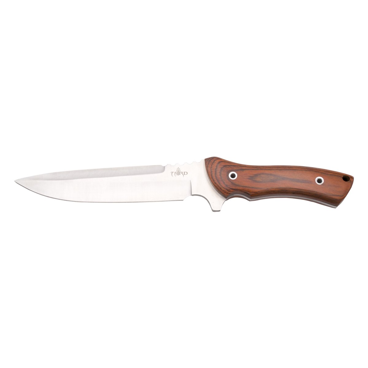 THIRD Cuchillo de Caza H0257W con Hoja de Acero de 18 cm, Mango de pakkawood. Incluye Funda de Piel