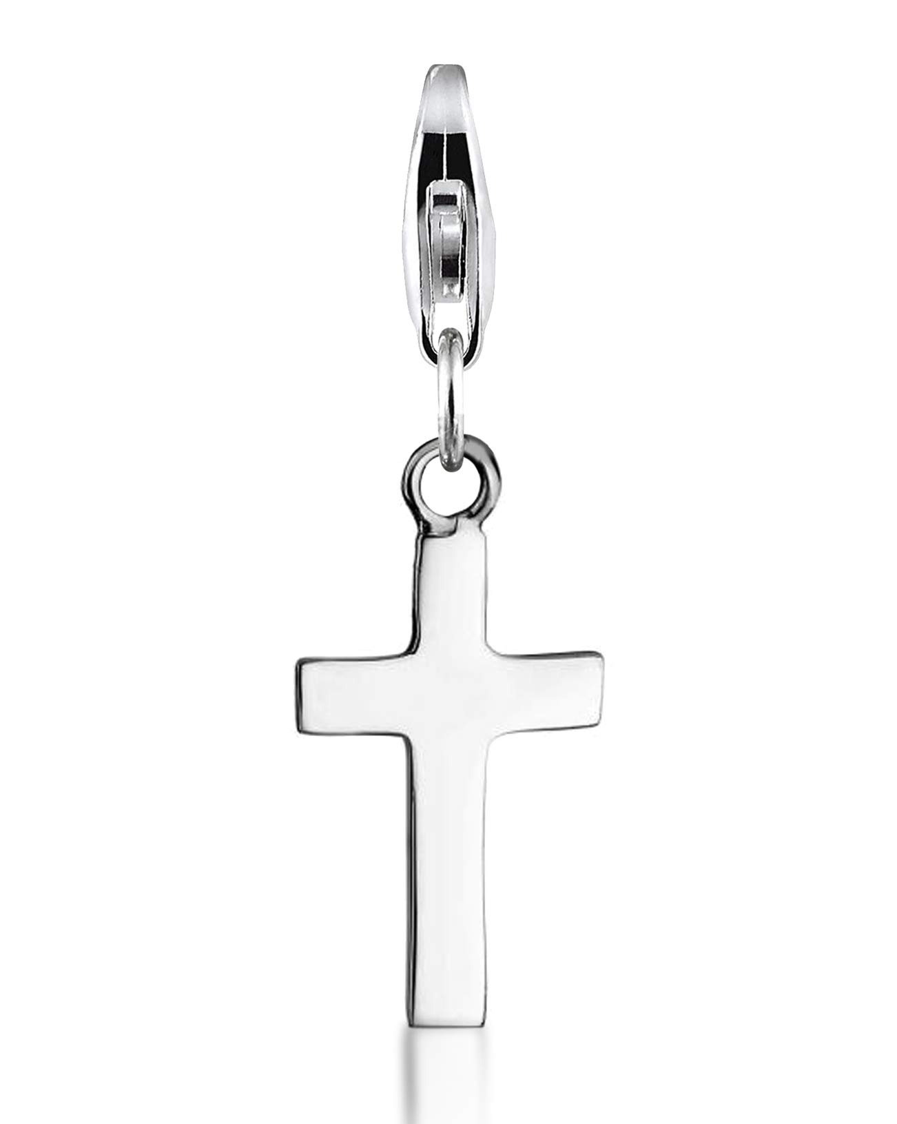 Nenalina Kreuz Karabiner Charm Anhänger Bettelarmband 925 Silber | Damen-Charm-Anhänger für alle gängigen Charmträger Charm-Club Clasp-Charms 925er Sterling-Silber