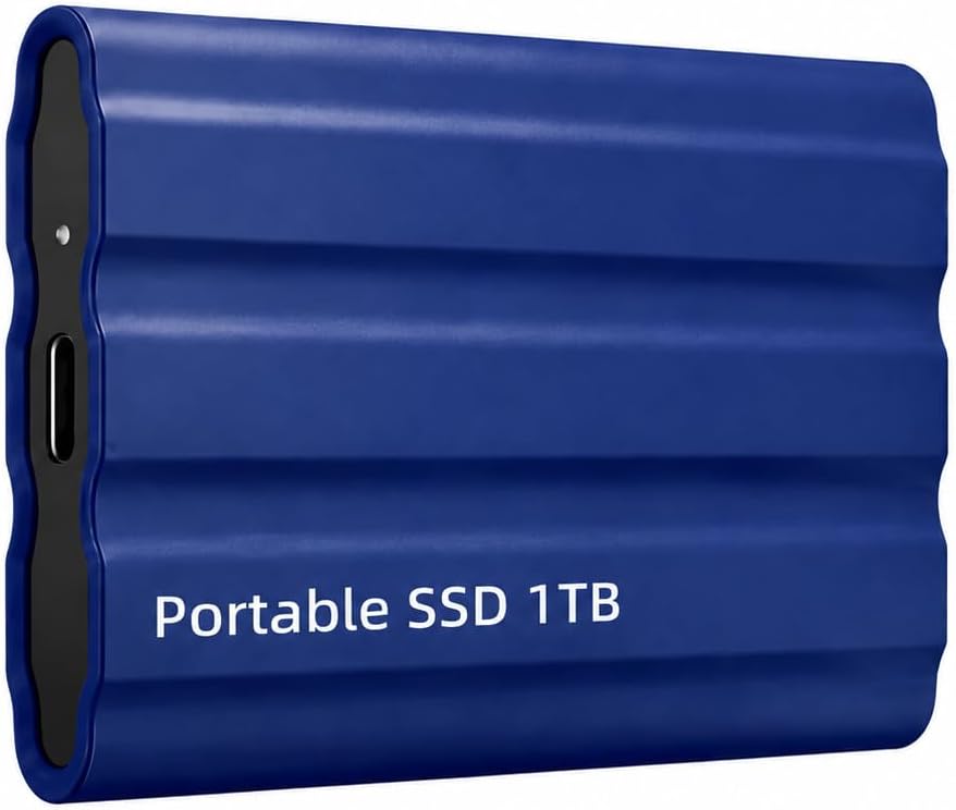 External Hard Drive,Slim External SSD, Portable External Solid State Hard Drive Compatible with PC, Mac, Laptop -Blue