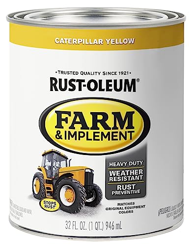 Image of Rust-Oleum 280163-2PK Farm & Implement Enamel Paint, Quart, Caterpillar Yellow, 32 Fl Oz (Pack of 2)