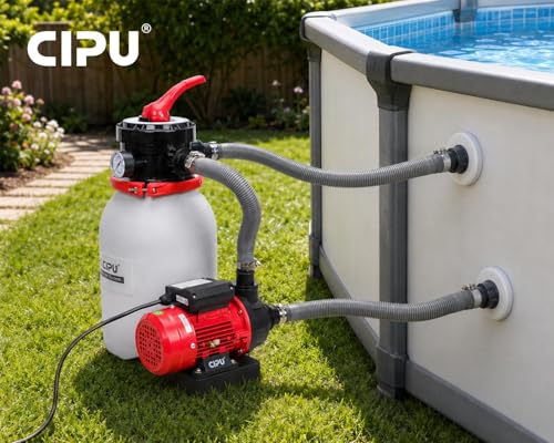 Image of CIPU 10-inch Sand Filter Pump System Handy 4-Way Valve for Above Ground Pools with 0.25HP Pool Pump 115V 6-Foot Cord to Easy Installation