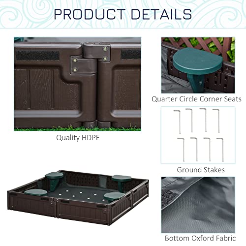 Outsunny Kids Outdoor Sandbox With Cover Garden Bed, Easy Assembly Children's Play Station For Backyard, Brown #TOP6