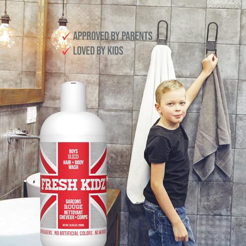 Fresh Kidz Hair & Body Wash For Kids And Teens - Gentle Bath And Shower Cleanser For All Skin Types - Boys Red thumb #4