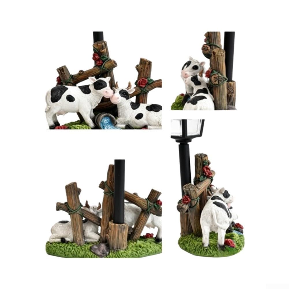 Fauhapyway Figura solare della mucca del patio del giardino con LED caldi