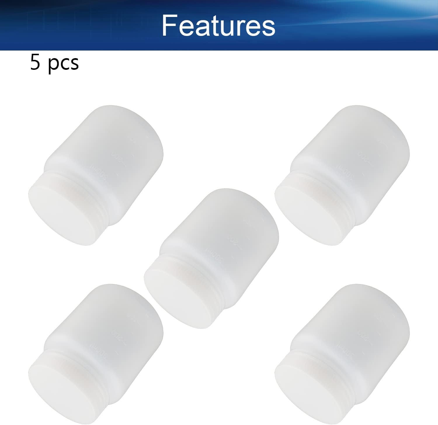 Bettomshin 5Pcs 500ml PE Plastic(Food Grade) Bottles, Wide Mouth Lab Reagent Bottle, Liquid/Solid Sample Seal Sample Storage Container with Graduated Scale : Everything Else