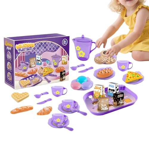 Juego de cocina para niños de imitación infantil y juego de té de 33 piezas 6