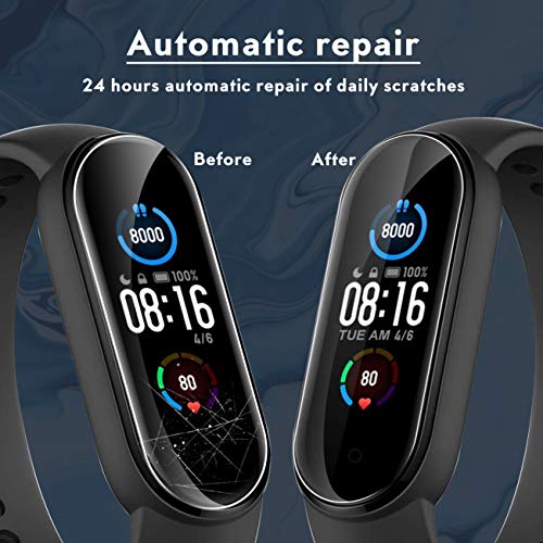 [5 Pezzi] UniqueMe Pellicola Protettiva per Xiaomi Mi Band 5 Pellicola, [Caso Amichevole][Facile installare] Soft HD Clear TPU Film con un perfetto servizio post-vendita.