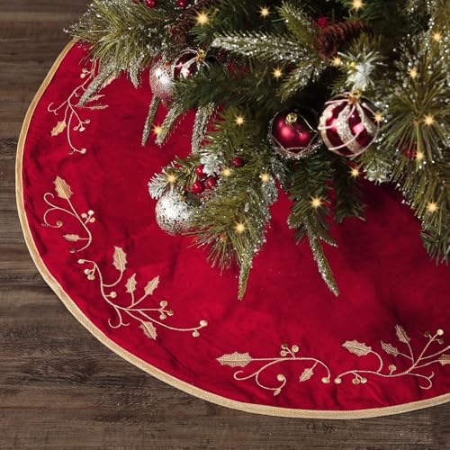 Bunny Chorus 36 Inches Christmas Tree Skirt, Classical Velvet Fur...