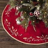 Bunny Chorus 36 Inches Christmas Tree Skirt, Classical Velvet Fur Plush Red Tree Skirt, Xmas Tree Skirts for Merry Christmas Party Rustic Vintage Christmas Tree Decorations