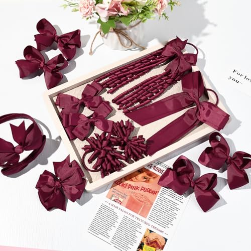 Set de accesorios para cabello escolar Burgundy 13 piezas miniatura 7