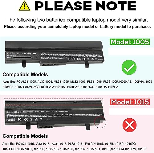 Image of Wefly AL32-1005 Laptop Battery Compatible for ASUS Eee PC 1005HA-M 1005HA-P 1005HA-PU1X 1005HA-PU1X-BK 1005HA1X-BU 1005HA-V 1005U1-BU1X Laptop Battery