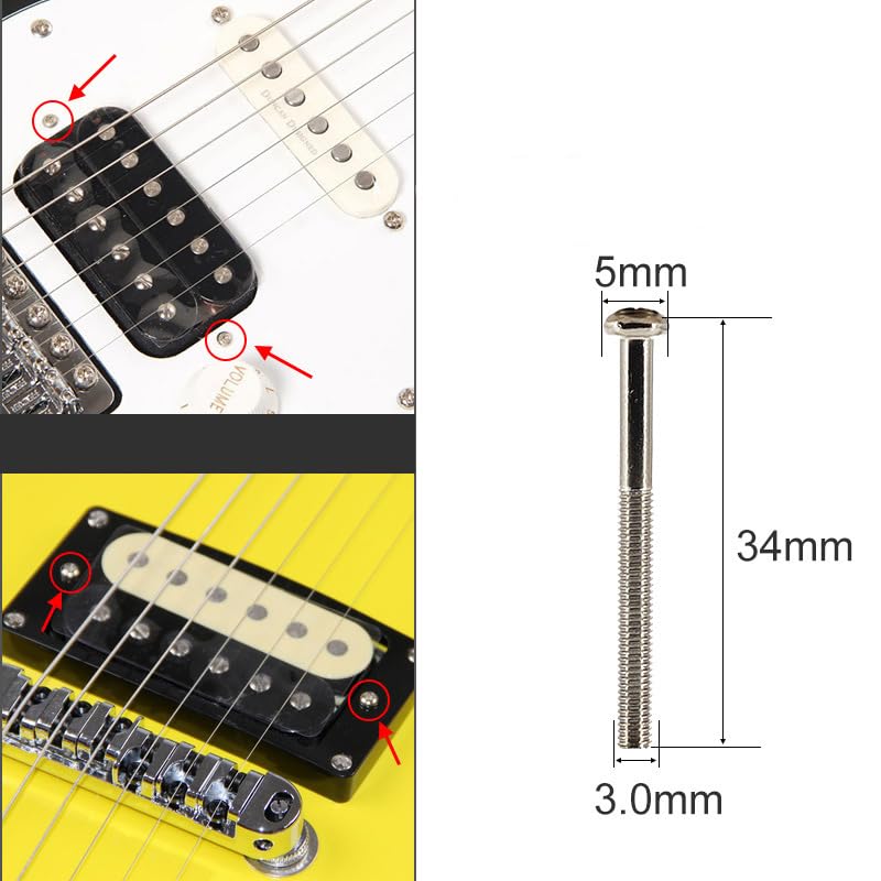 Vis de réglage de micro de guitare dorées M3 x 34 mm pour une finition haut de gamme - 5