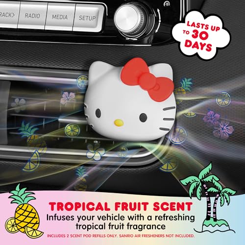 Image of Sanrio Hello Kitty Car Air Freshener Scented Oil Pod Refills, Hello Kitty and Friends Cute Car Accessories for Women, Tropical Fruit, 2ct
