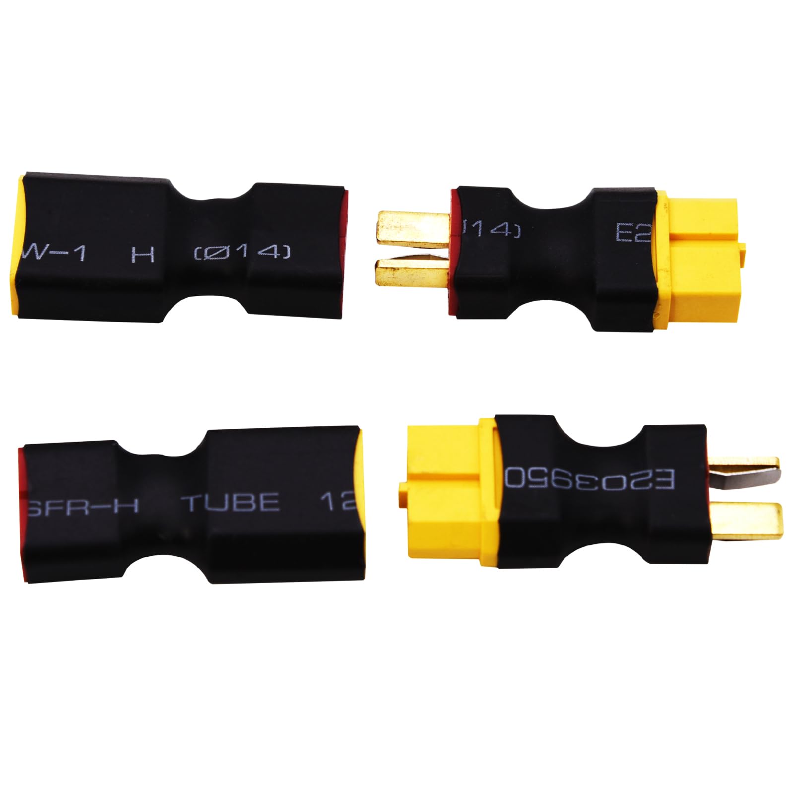 Blomiky 2 Pack Male T to Male XT60 and 2 Pack Female T to Female XT60 Plug Adapter Convertor for RC Truck Drone Vehicle Battery/T to XT60 2