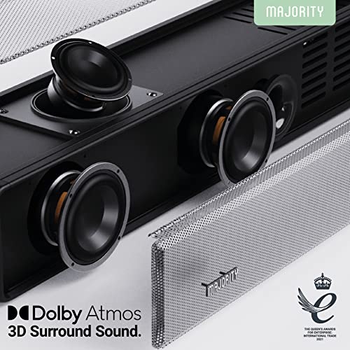 Majority Sierra 2.0.2 Dolby Atmos Soundbar | 280W Powerful Surround Sound | Home Theatre 3D Audio With Up-Firing Atmos Speakers | Hdmi Arc, Hdmi, Bluetooth, Optical, Usb & Aux Playback And Eq Control #TOP5