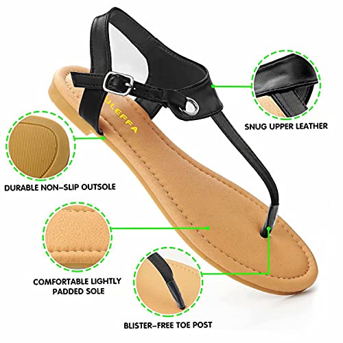 Sandals for women - Womens Comfortable Cute Flat Thong Sandals - Women’s Summer Sandal Shoes with Adjustable Ankle Buckle T-Strap 5