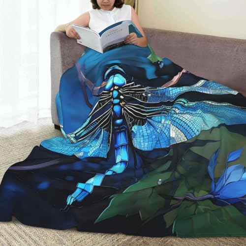 Couverture de lit en flanelle bleu 203x152 cm réversible pour lit et canapé